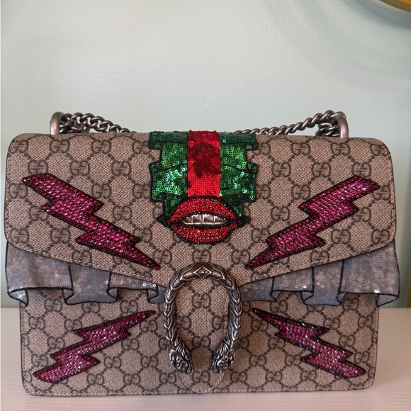 Gucci Handbags - Gucci Dionysus with Lip, Lightning Bolts and Gucci Stripe down the back